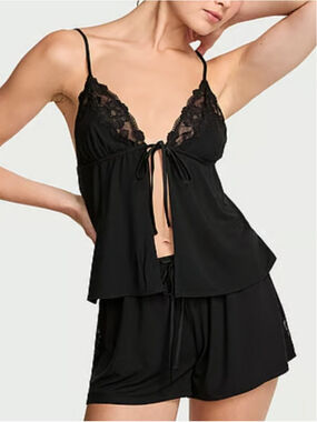Victoria's Secret SoSoft Modal Lace-Trim Flyaway Cami Set Sz Large NWT